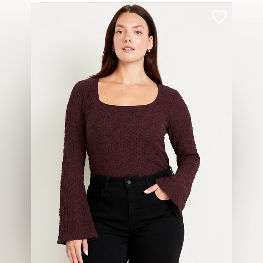 🍁Women's Burgundy Textured Top🍁 - Picture 5 of 6